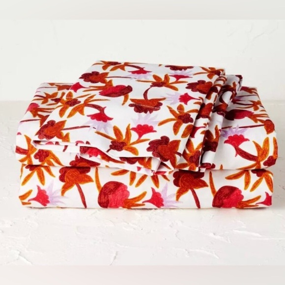 Opalhouse Floral Percale twin/XL twin Sheet Set - Red, Orange - Picture 2 of 4